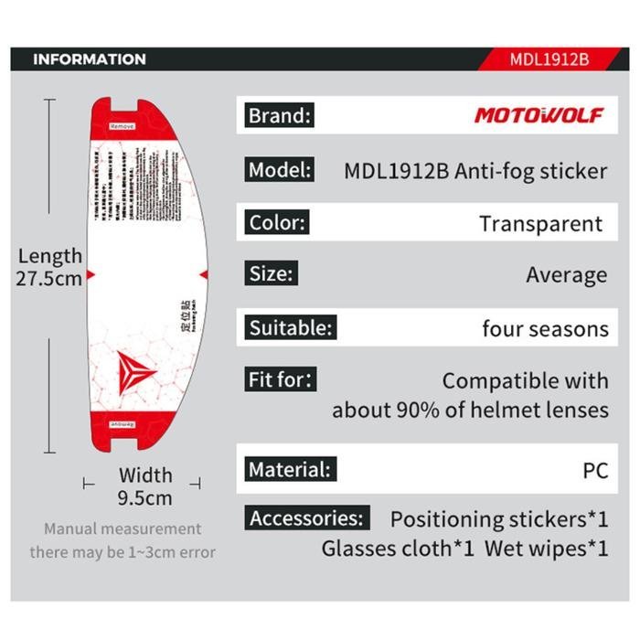 Motowolf Universal Anti-Fog Film for Helmet Visors – Clear Vision in Rain and Winter - Image 6