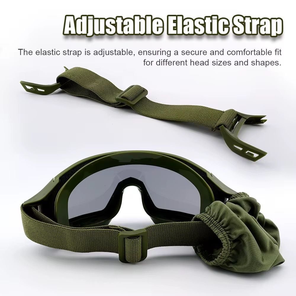 Goggles With 3 Lenses Impact Resistant Paintball Safety Glasses Eyewear (Black) - Image 5