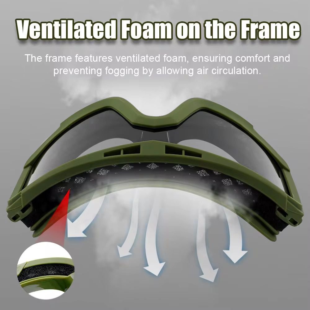 Goggles With 3 Lenses Impact Resistant Paintball Safety Glasses Eyewear (Black) - Image 6