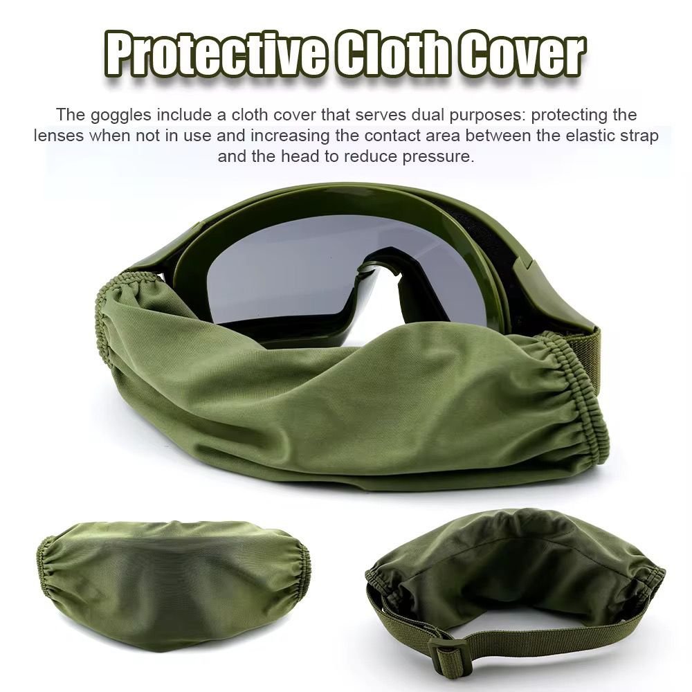 Goggles With 3 Lenses Impact Resistant Paintball Safety Glasses Eyewear (Black) - Image 4