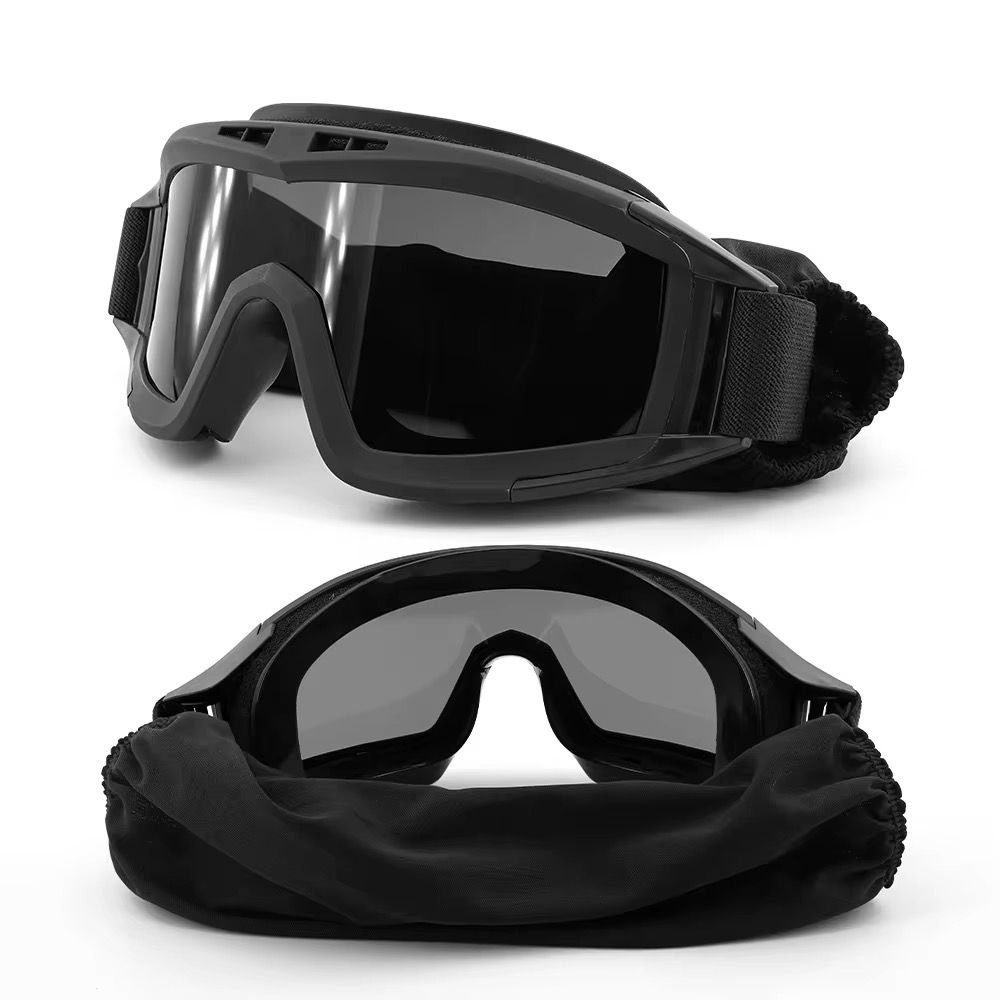 Goggles With 3 Lenses Impact Resistant Paintball Safety Glasses Eyewear (Black) - Image 2